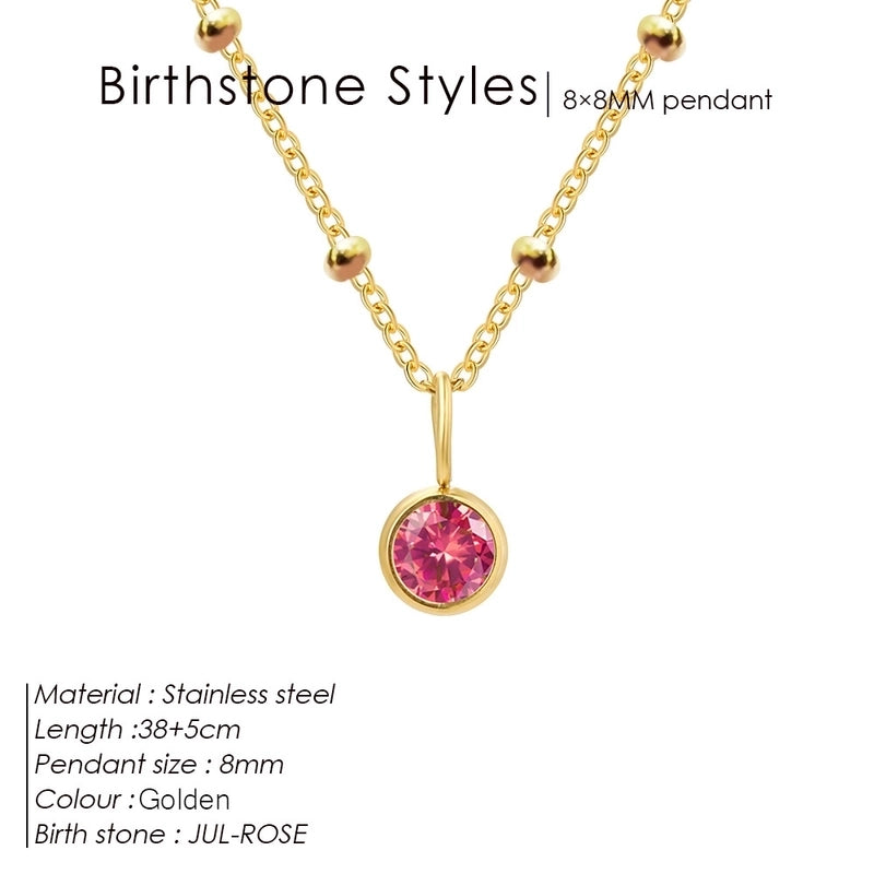 Minimalist Classic Style Geometric 316L Stainless Steel  Rhinestones Inlay Stainless Steel Necklaces