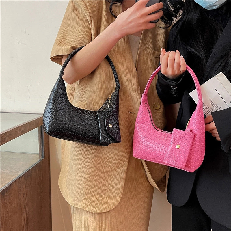 Women's Small Pu Leather Solid Color Classic Style Square Zipper Bag Sets