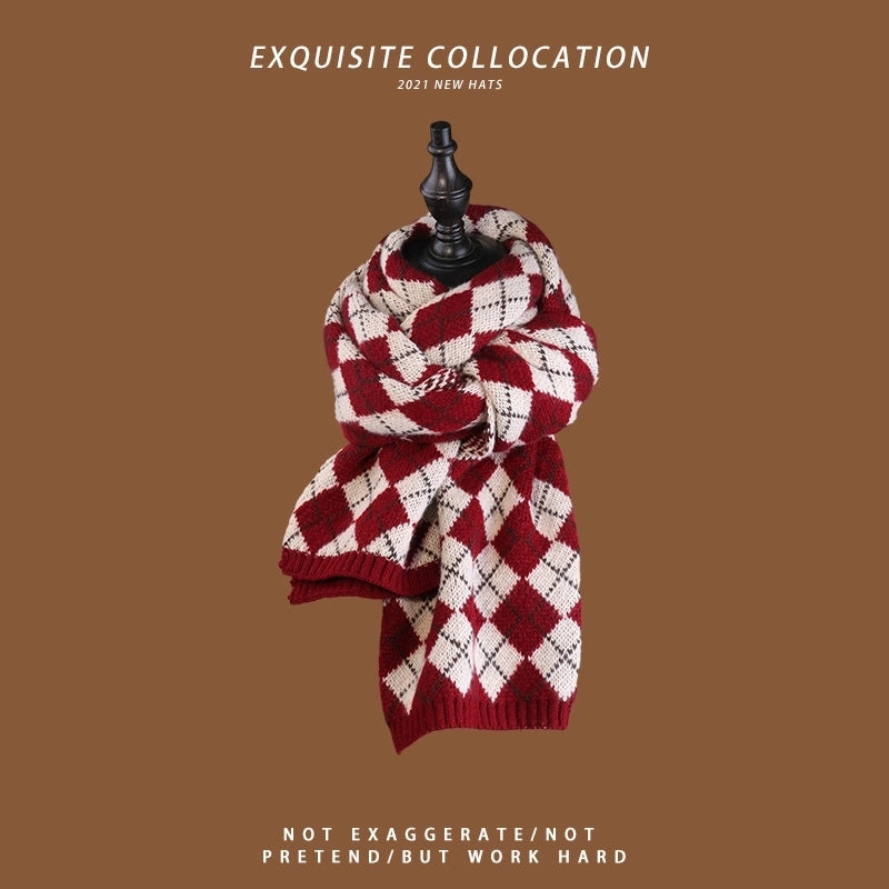Unisex Basic Lattice Elk Wool Crochet Lace Cotton Linen Scarves
