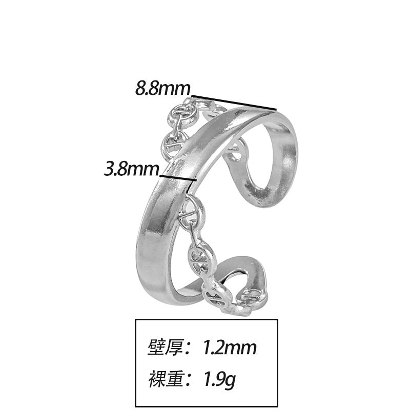 Elegant Leaves Flower Titanium Steel Open Rings
