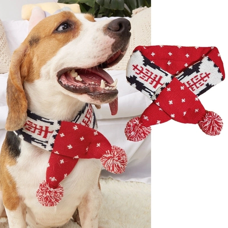 Cute Retro Polyester Christmas Stripe Pet Scarf