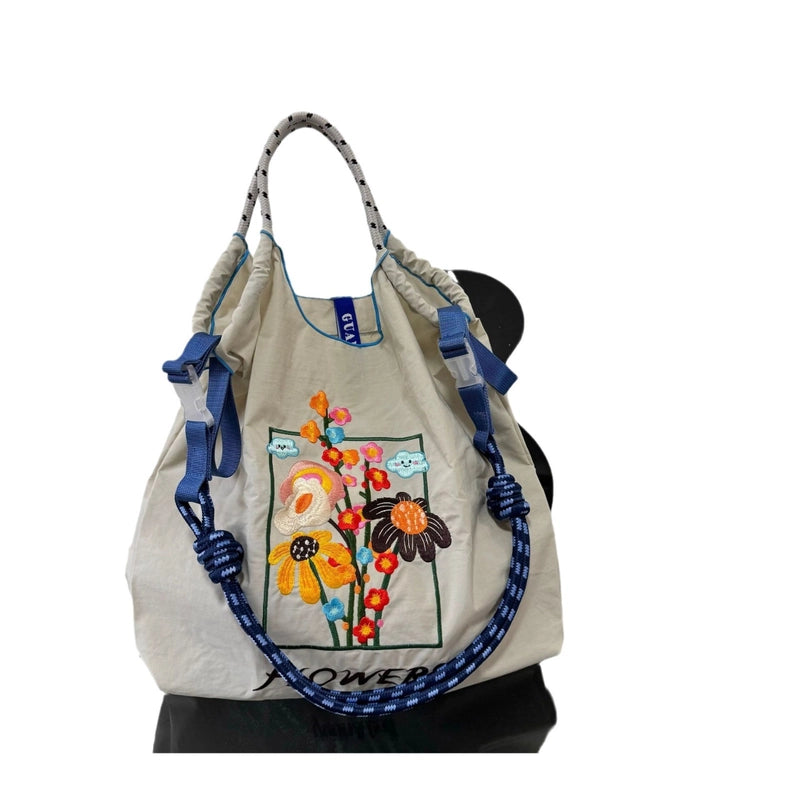 Women's Medium Nylon Color Block Vintage Style Classic Style Square Open Handbag