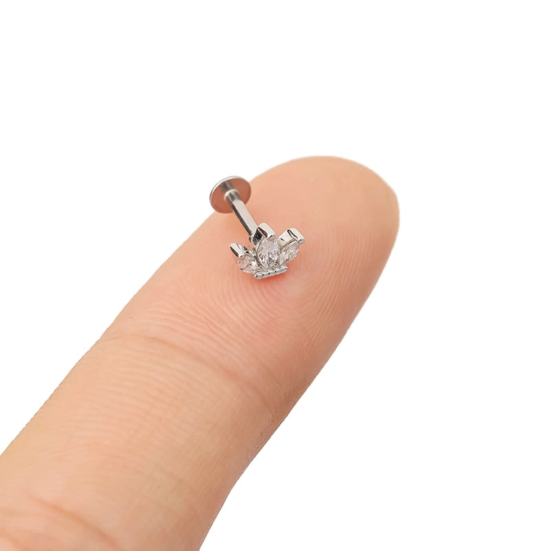 1 Piece Lip Rings Minimalist Classic Style Heart Shape Crown 316L Stainless Steel  Plating Inlay Zircon K Gold Plated Lip Rings Ear Cartilage Rings & Studs