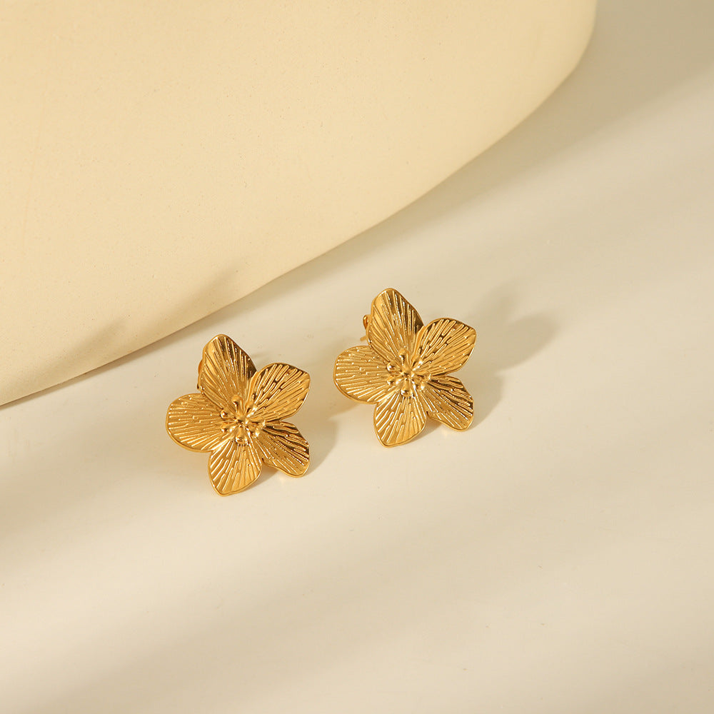 Petal Geometric Stainless Steel Electroplating Earrings