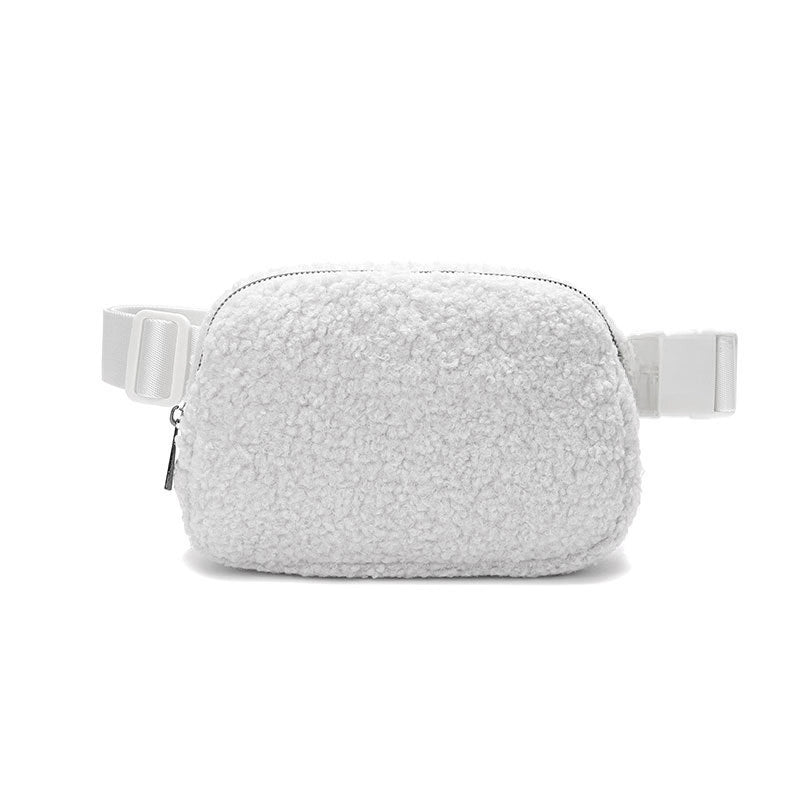 Winter Lambswool Waist Bag Sports Chest Bag Messenger Bag Outdoor Sports Bag Unisex Versatile