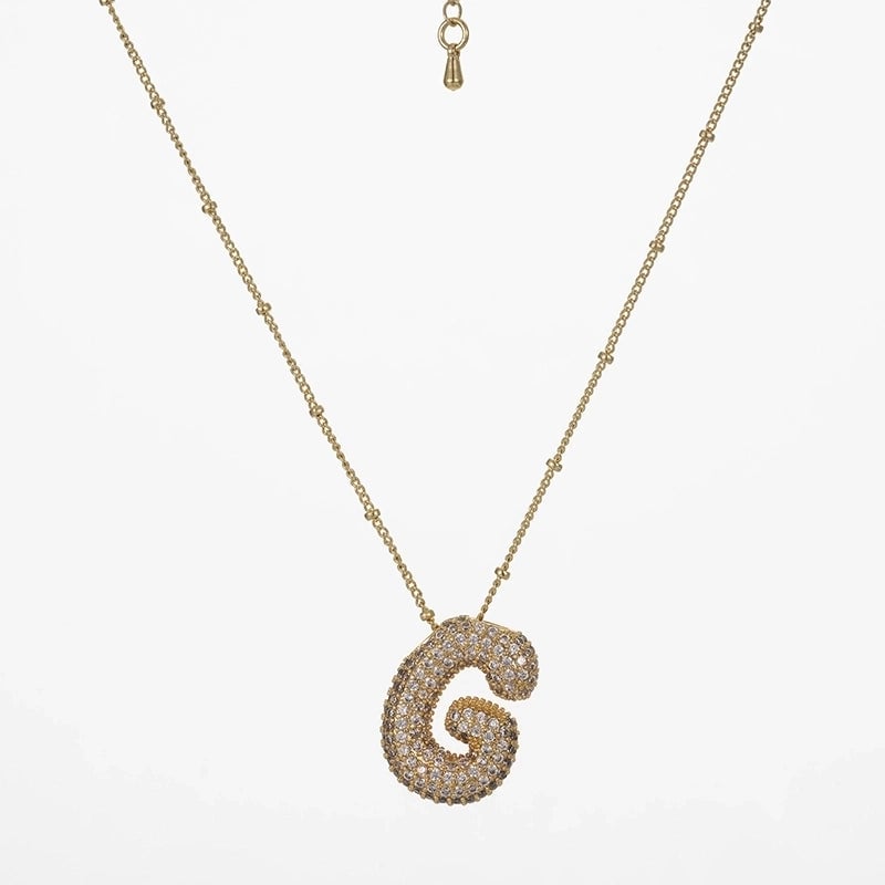 Copper Gold Plated Silver Plated IG Style Minimalist Plating Inlay Letter Zircon Pendant Necklace