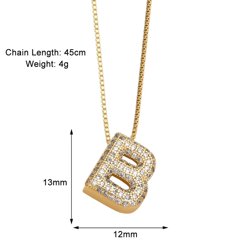Copper 18K Gold Plated Modern Style Minimalist Plating Inlay Letter Zircon Pendant Necklace