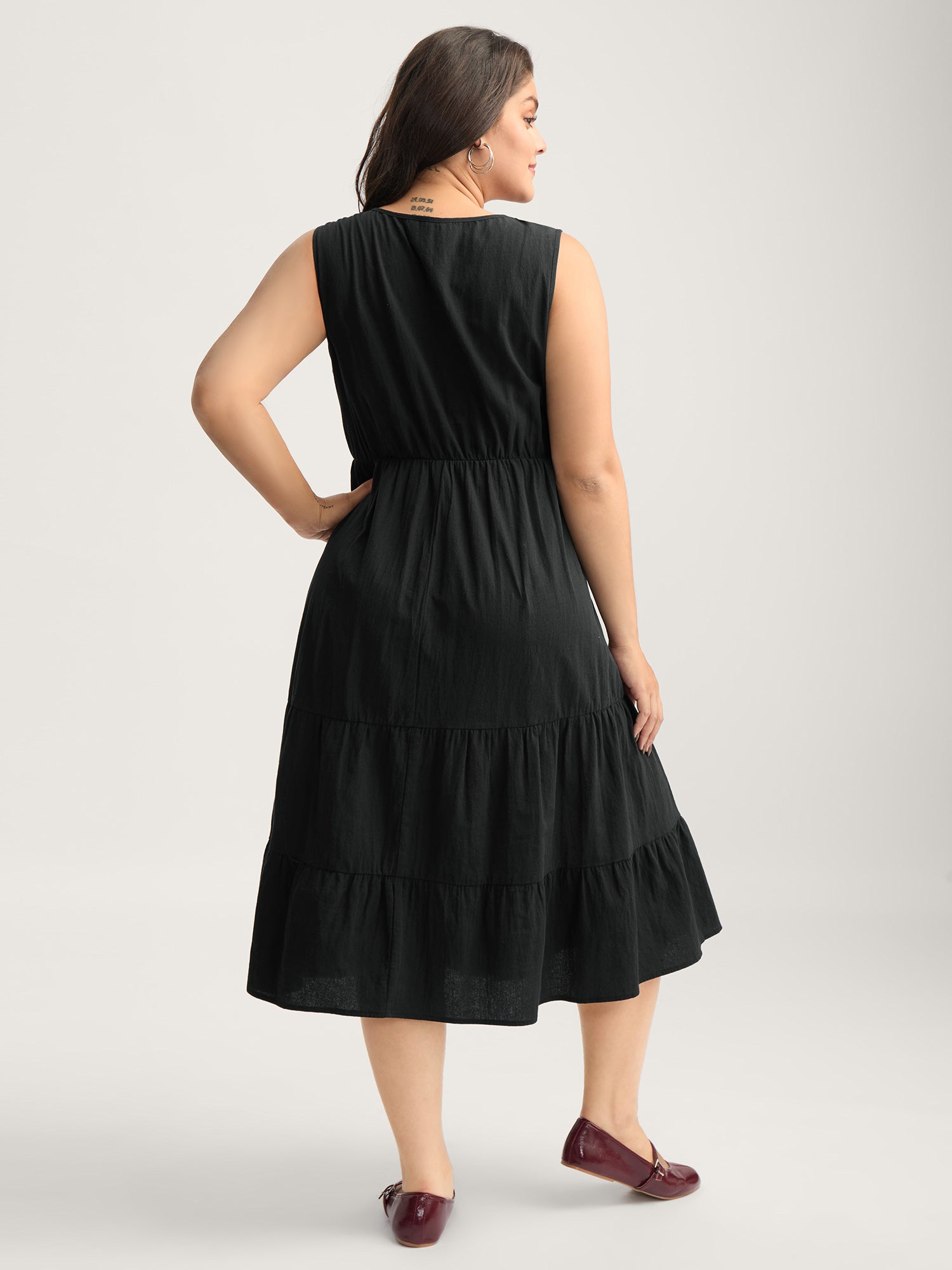Pure Cotton Spacious Pockets Midi Dress