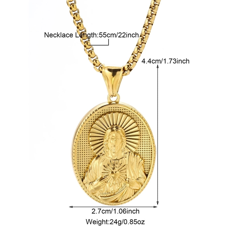 Modern Style Classic Style Portrait Cross Solid Color 304 Stainless Steel 18K Gold Plated Round Pendant Necklace