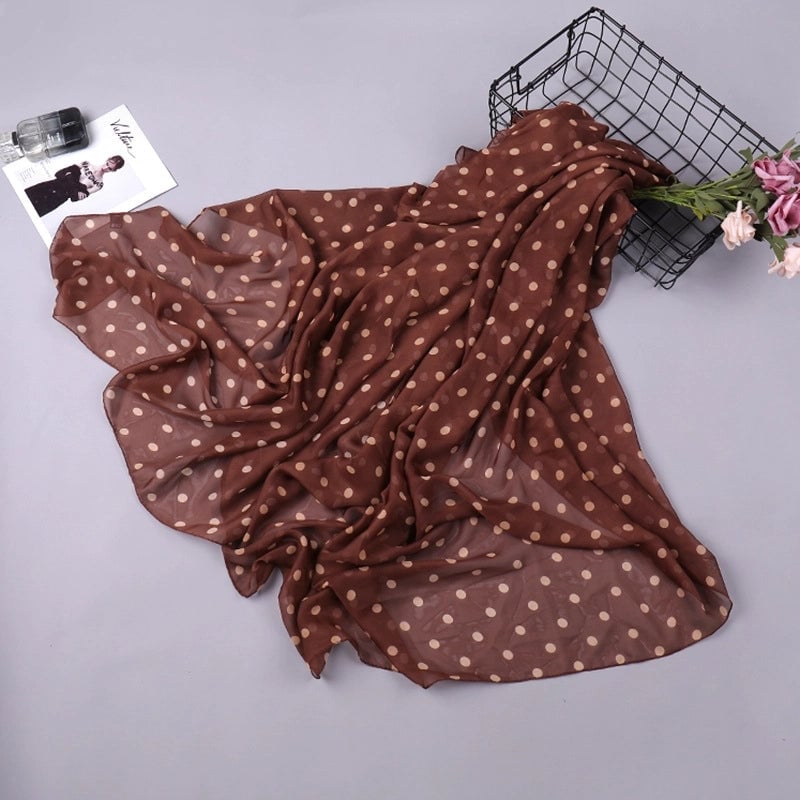 Women's Streetwear Round Dots Leopard Chiffon Scarf