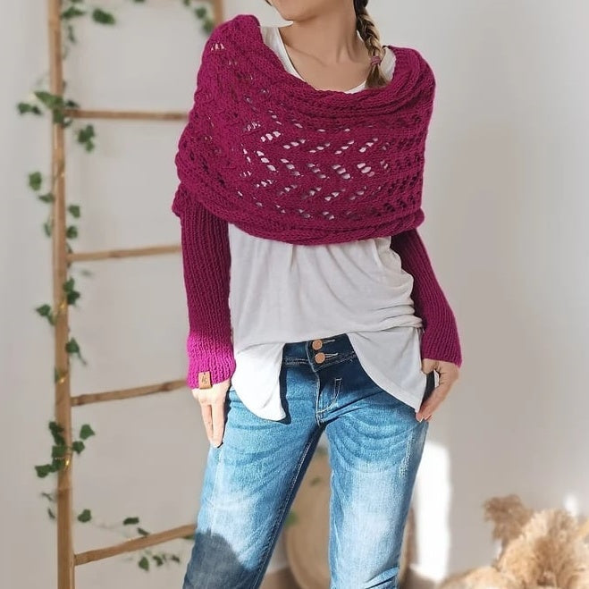 🥰HOT SALE🥰Women's Knitted Cut-Out Shawl Poncho Wrap