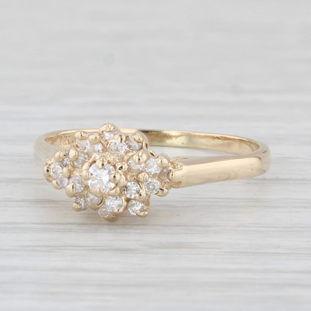 0.23ctw Diamond Cluster Engagement Ring 14k Yellow Gold Size 7.25