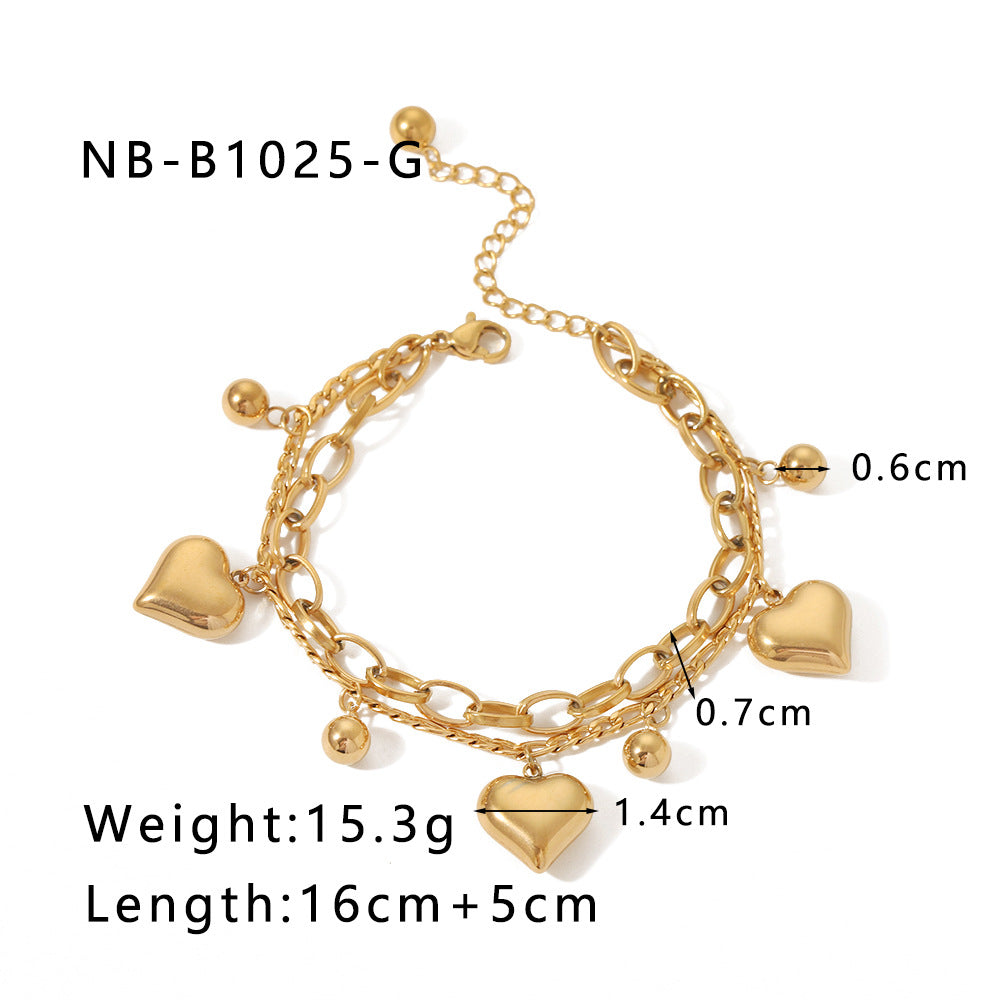 Women  Heart Heart Geometric Stainless Steel Electroplating Bracelets