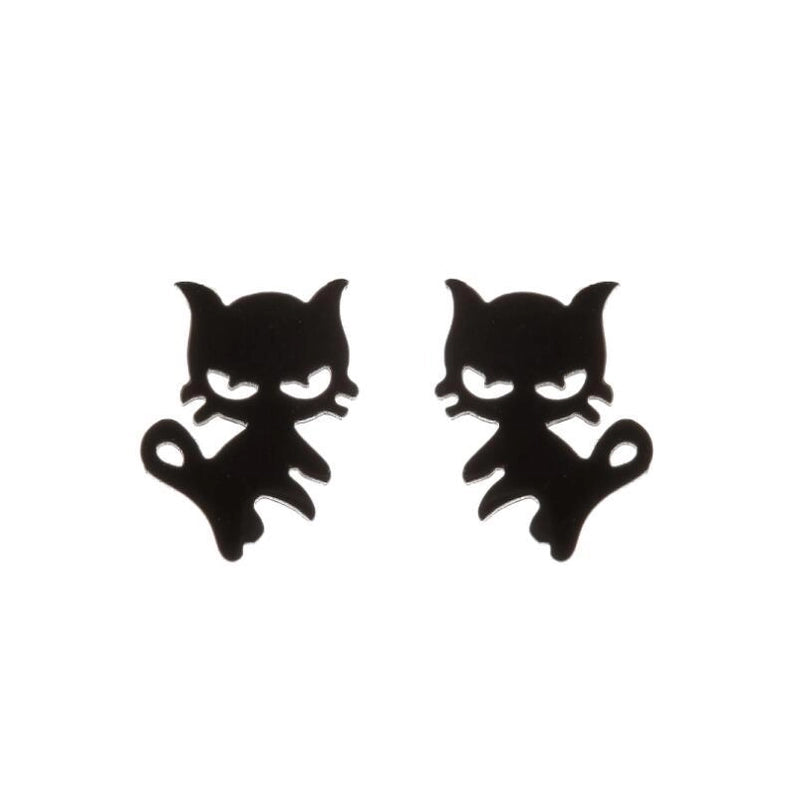 1 Pair Cute Cat Plating 304 Stainless Steel 18K Gold Plated Ear Studs