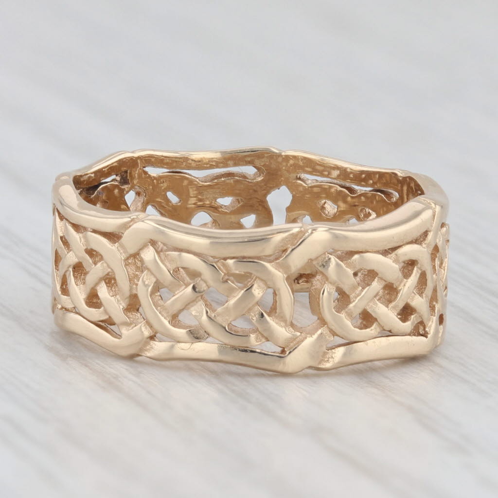 Celtic Knot Pattern Ring 14k Yellow Gold Size 6.5 Band Wedding