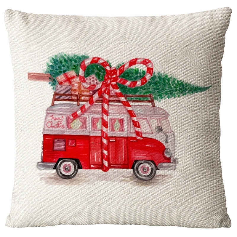 Christmas Glam Santa Claus Snowman Linen Pillow Cases Couch & Sofa Decor