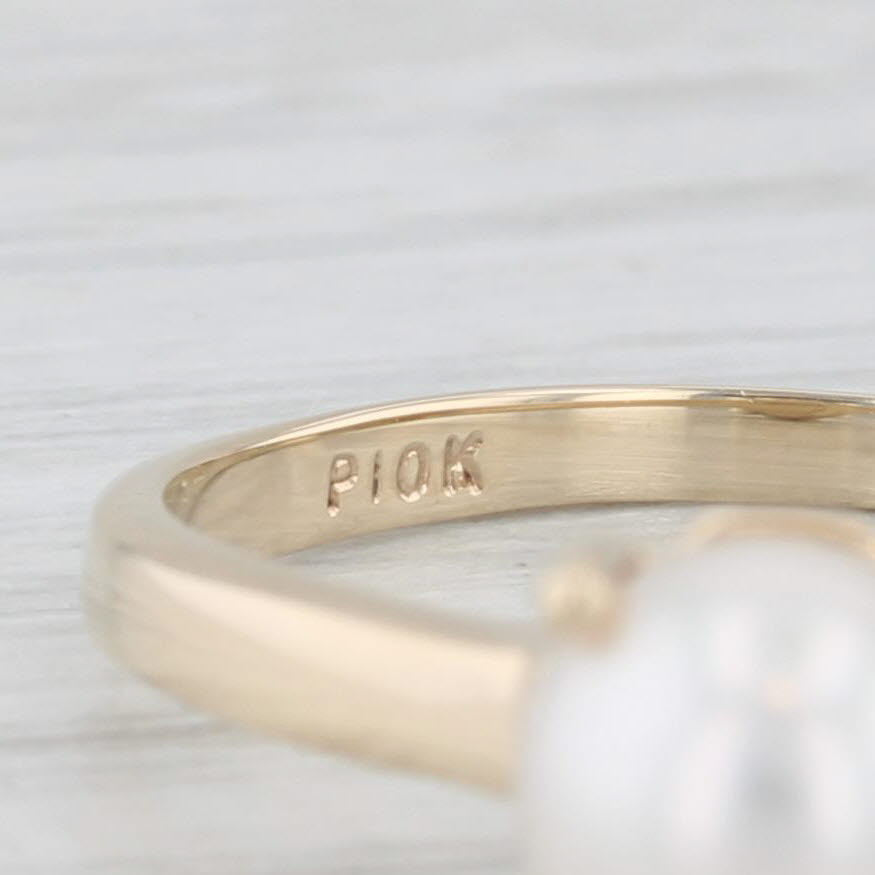 Round Cultured Pearl Solitaire 10K Yellow Gold Ring Ring Size 5.75