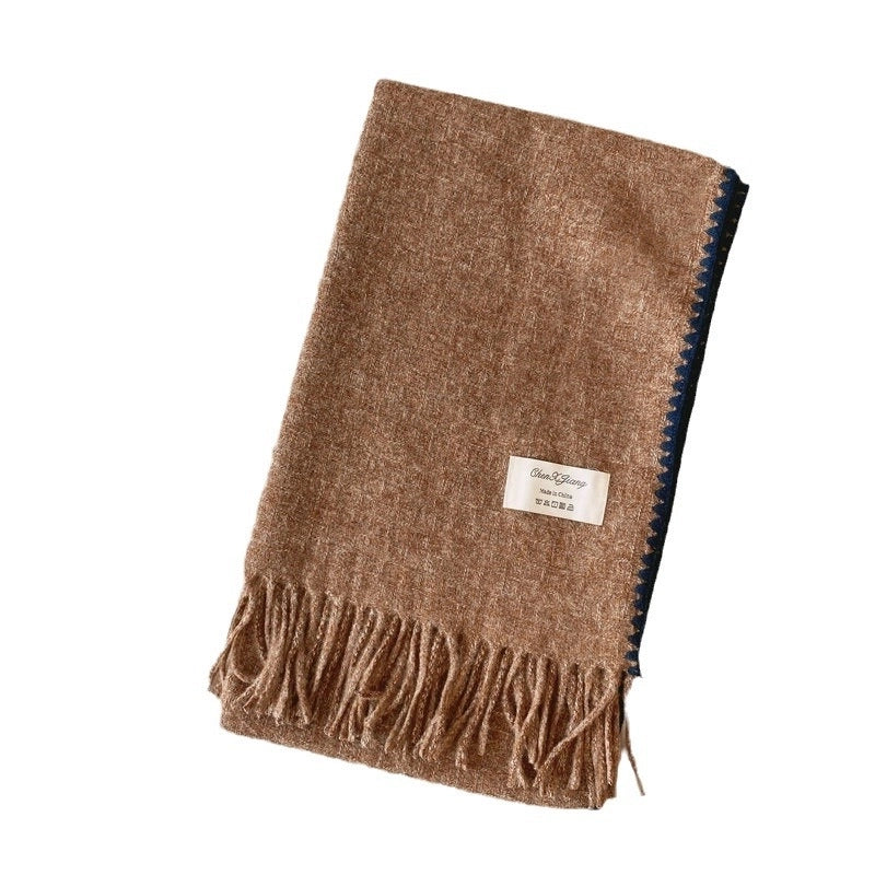 Lock Edge Light Luxury Original ~ High-End Knitted Contrast Color Including Woolen Knitting Scarf Talma Travel Matching Fashion