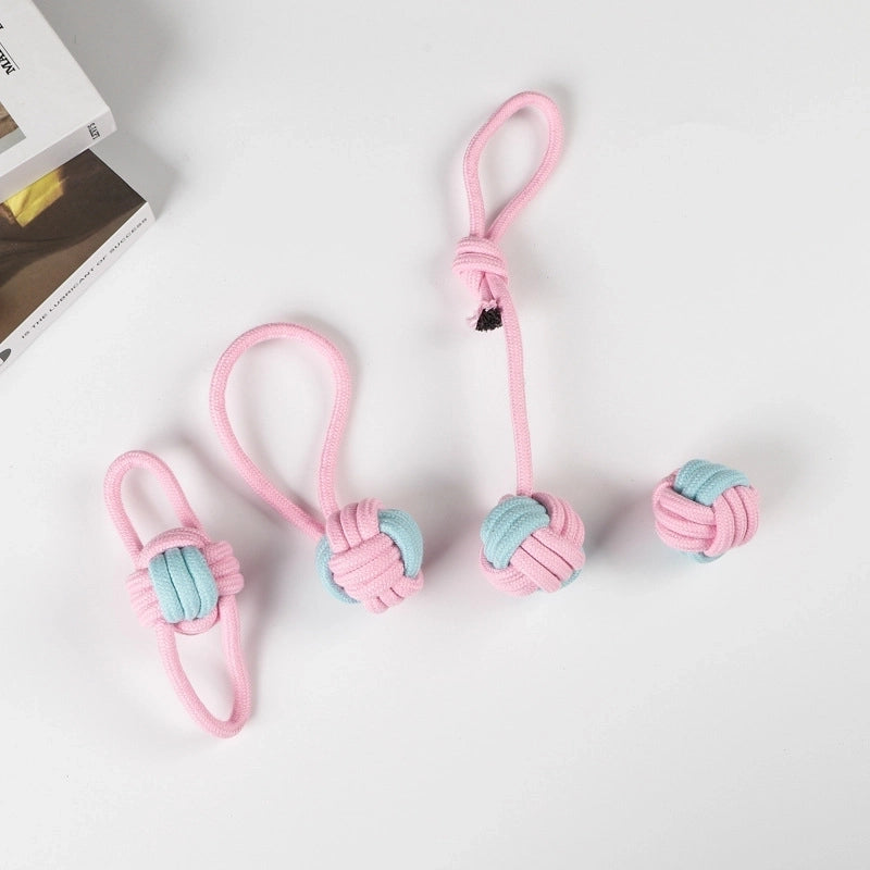 Cute Geometric Molar Long Lasting Tooth Cleaning Woven Ball Dogs Pet Cotton Rope Toy