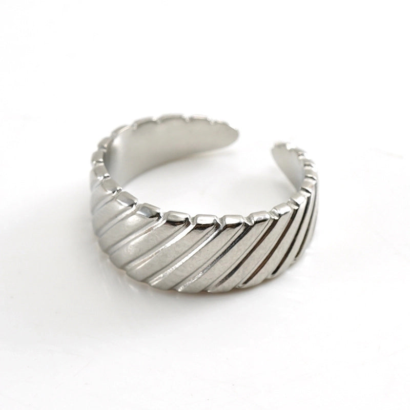 Retro Geometric 304 Stainless Steel Titanium Steel 18K Gold Plated Plating Stainless Steel Rings