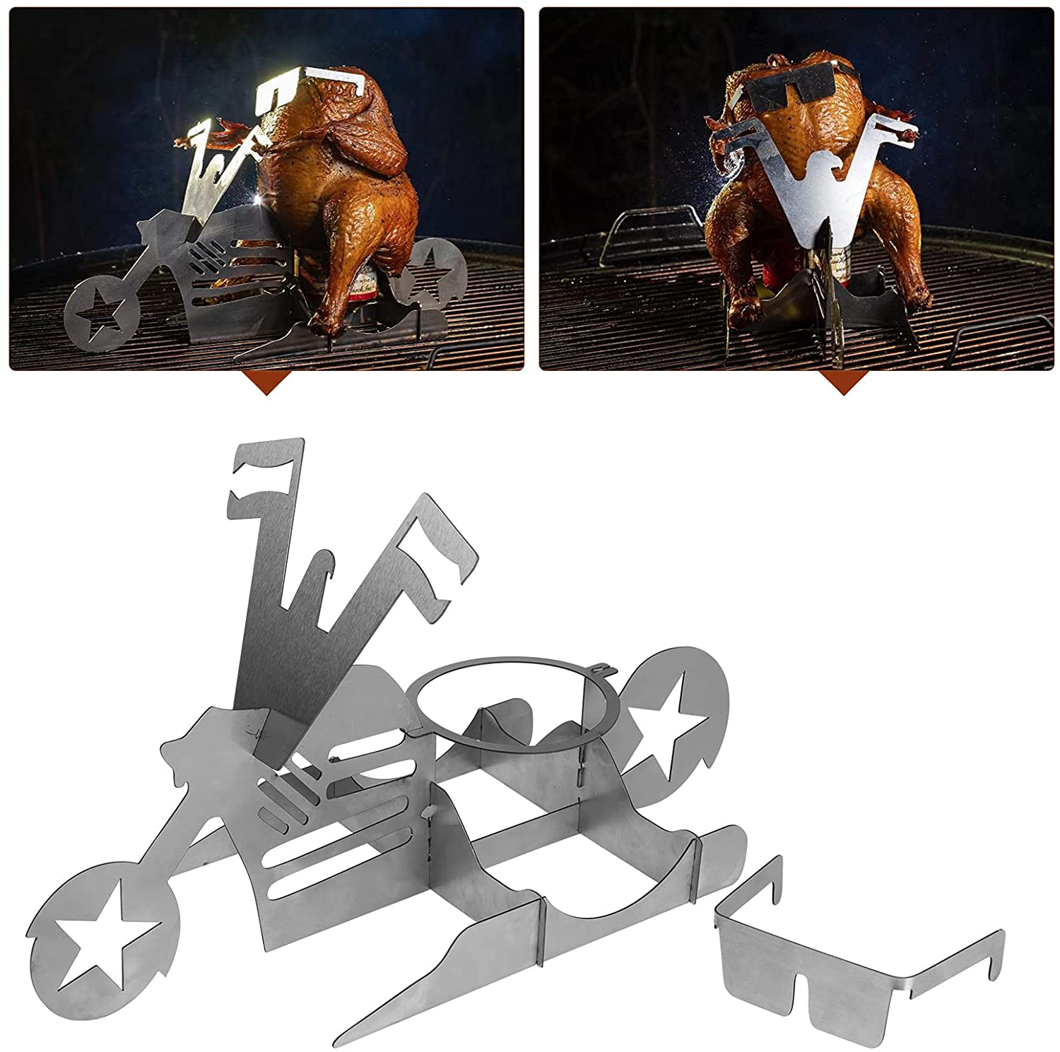 Portable Chicken Stand Beer Motorcycle BBQ