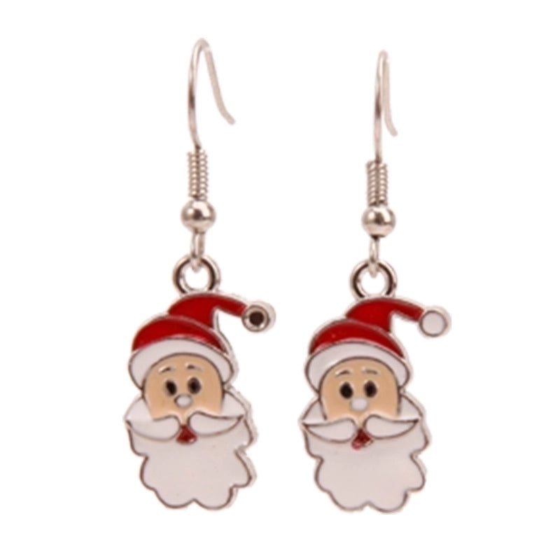 Fashion Santa Claus Christmas Socks Bell Epoxy Alloy Earrings