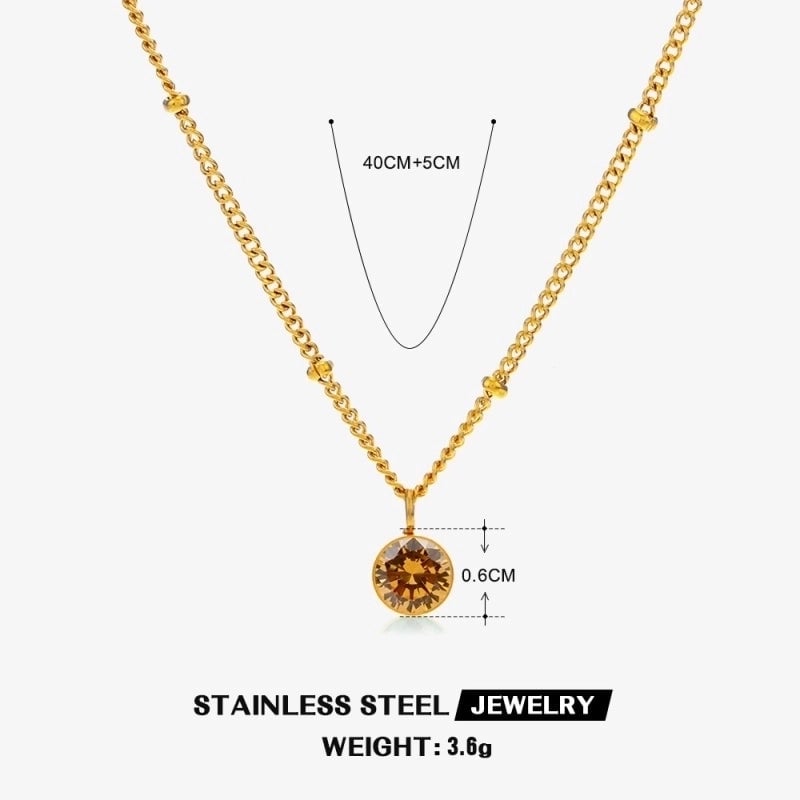 316 Stainless Steel  18K Gold Plated Minimalist Classic Style Plating Inlay Solid Color Artificial Rhinestones Pendant Necklace