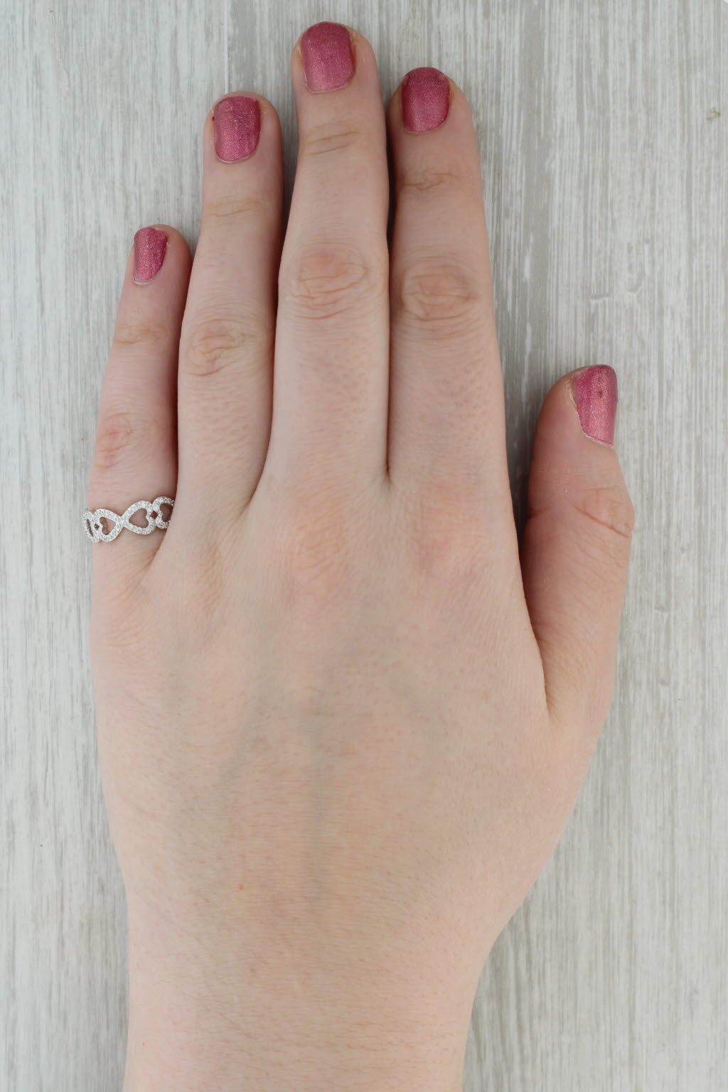 New 0.40ctw Diamond Infinity Hearts Eternity Ring 18k White Gold Size 6 Spark