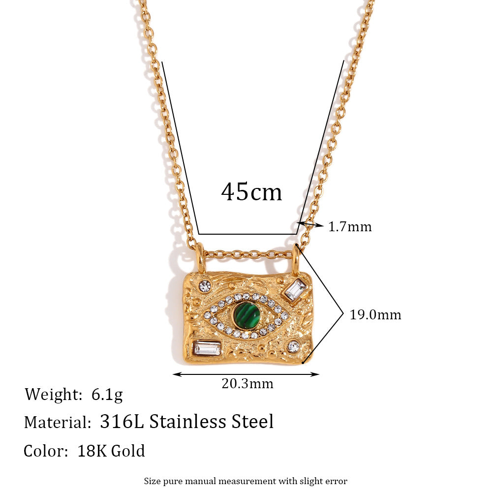 Minimalist Fashion Eye Quadrilateral Round Stainless Steel 18K Gold Plated Jewelry Sets