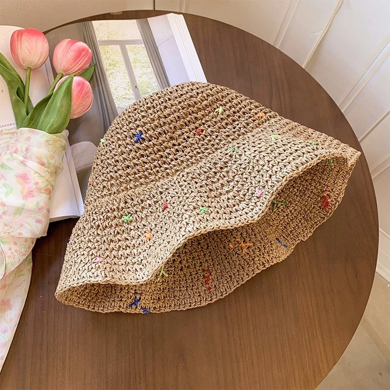 Women's Vacation Minimalist Letter Solid Color Big Eaves Straw Hat