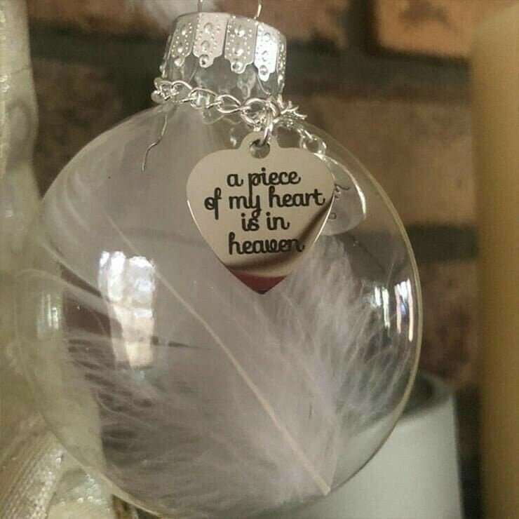 Feather ball - A Piece of My Heart Is In Heaven Memorial Ornament