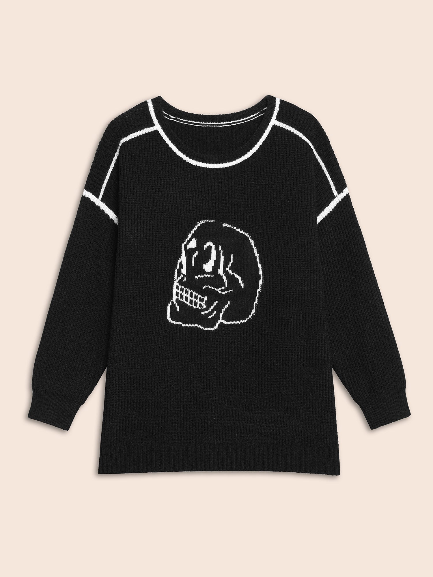 Skull Printed Balloon Sleeves Pullover