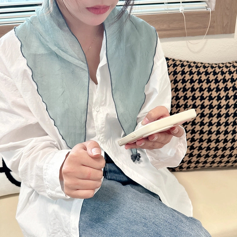 Women's Minimalist Solid Color Polyester Silk Scarf