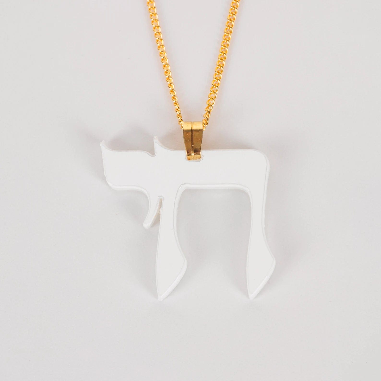 Hebrew Chai Necklace - White