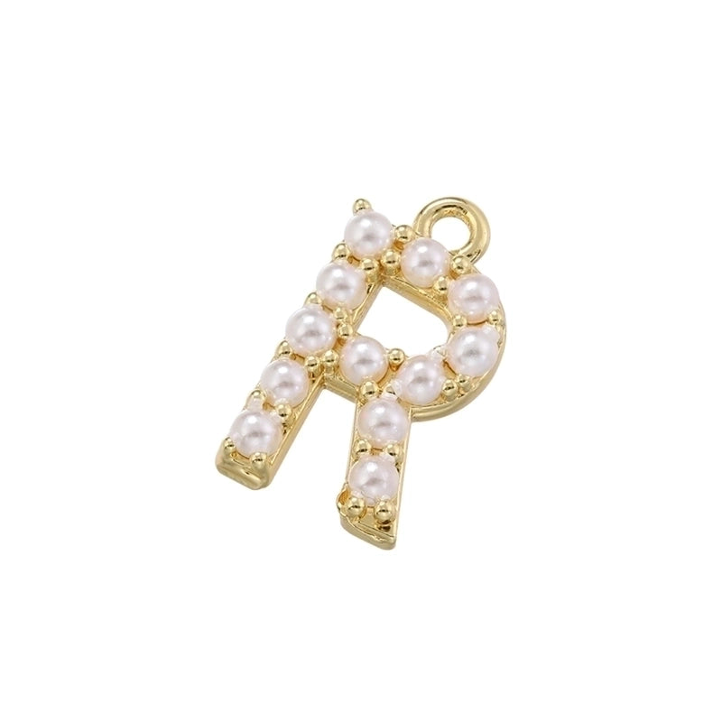 Casual Elegant Minimalist Letter Copper Plating Inlay Artificial Pearls 18k Gold Plated Charms