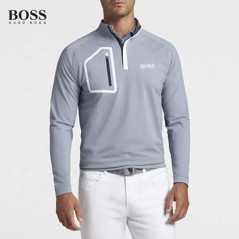 PRE-SALE BOSS Men 1/4 Zip Neck Pullover Sweatshirt with Pocket