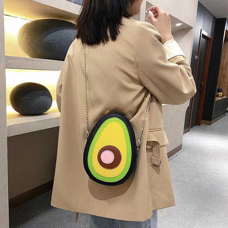 Women's Medium Pu Leather Fruit Cute Oval Zipper Crossbody Bag