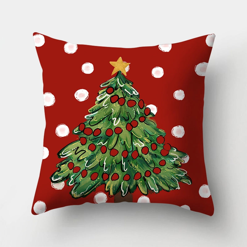 Christmas Minimalist Santa Claus Gift Box Snowman Fibre Peach Skin Pillow Cases Couch & Sofa Decor