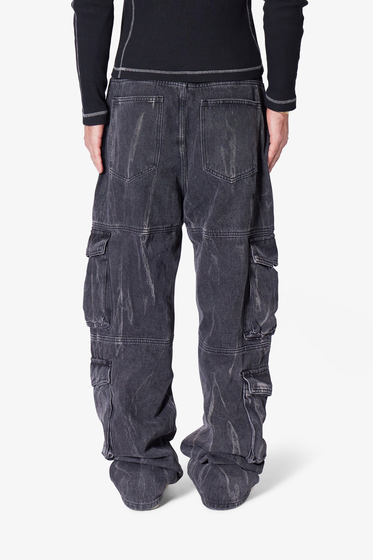 Ultra Baggy Asphalt Cargo Denim - Washed Black