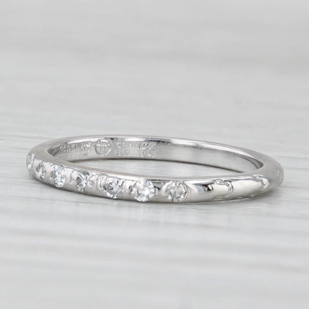Traub Orange Blossom Art Deco Wedding Band Platinum Stackable Ring Size 4.75
