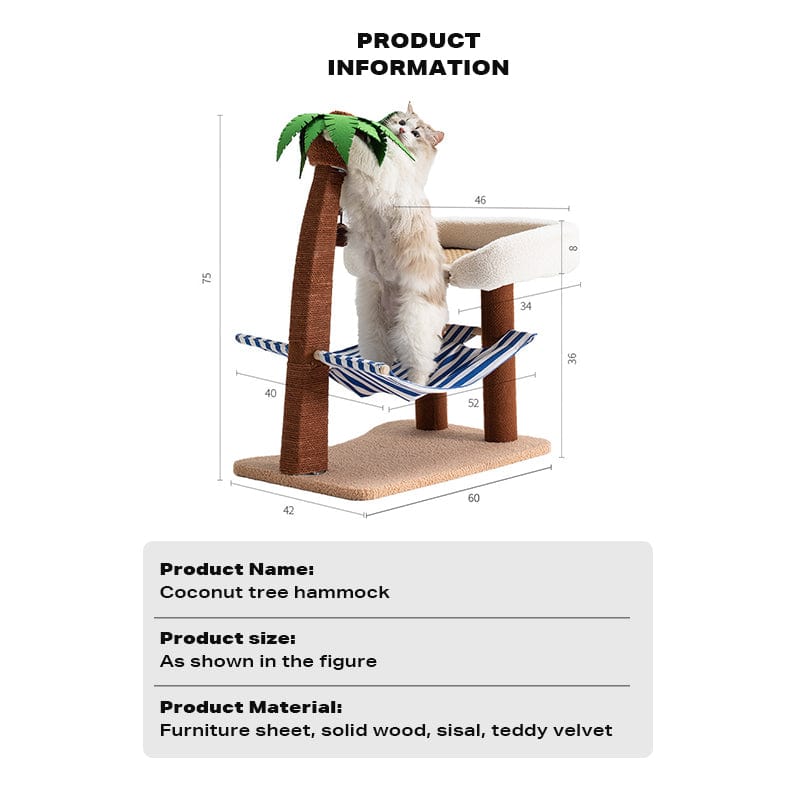 Wood coconut tree hammock cat bed dog bed cat scratching post toy pet nest