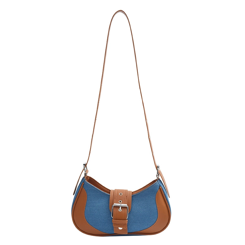 Women's Medium Pu Leather Color Block Streetwear Pillow Shape Zipper Underarm Bag