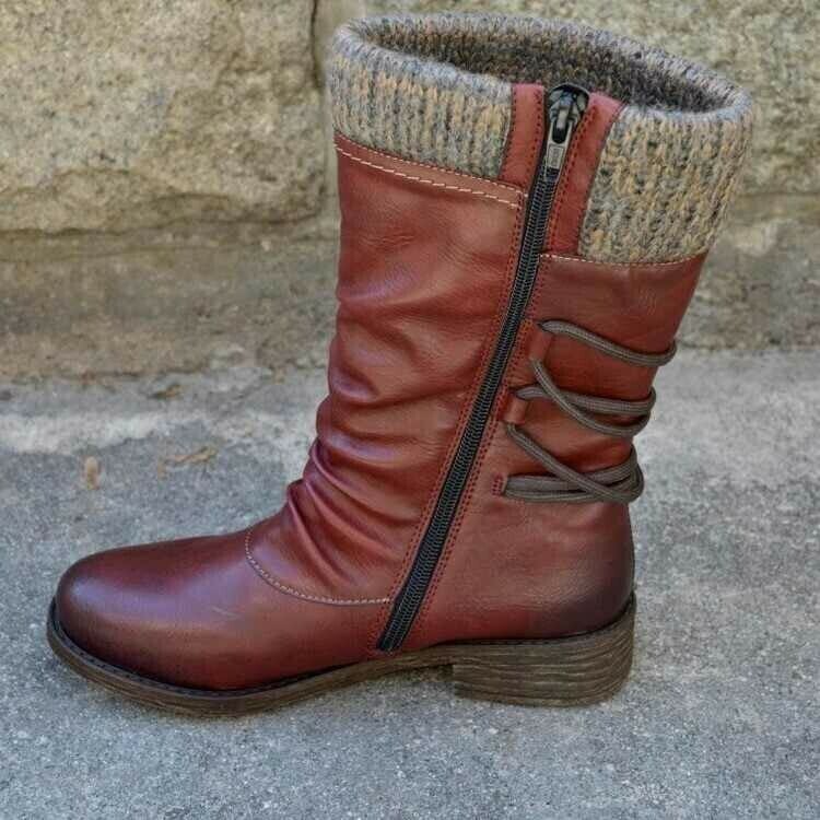 Vintage Premium Waterproof Knitted Zip Boots