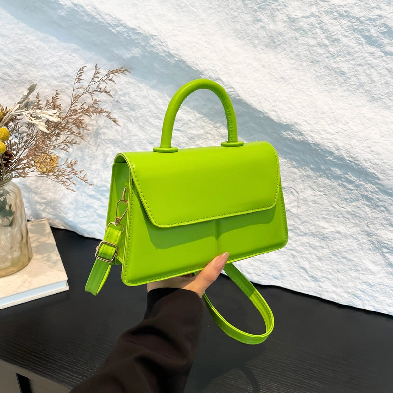 Women's Medium Pu Leather Solid Color Basic Classic Style Square Flip Cover Crossbody Bag
