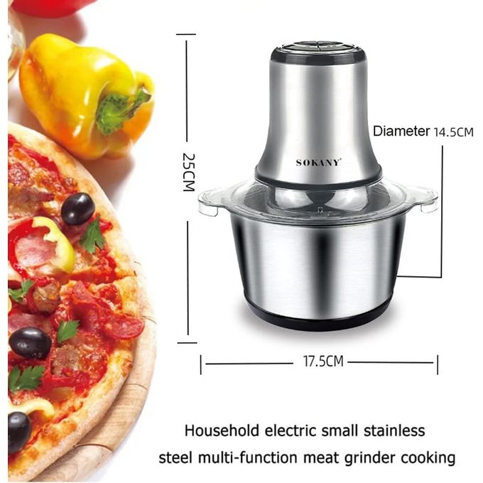 Meat Grinder Chopper 3L .Electric Stainless Steel Meat Chopper. Silver