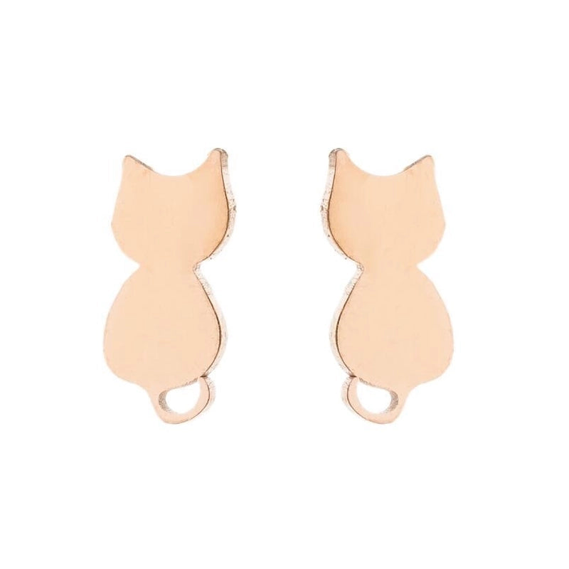 1 Pair Cute Cat Plating 304 Stainless Steel 18K Gold Plated Ear Studs