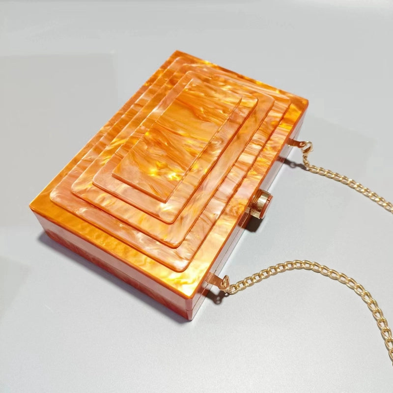 Dinner Bag Retro Splicing Package Trendy Acrylic Shoulder Chain Bag For Women