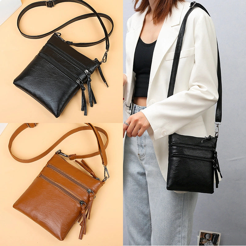 Women's Small Pu Leather Solid Color Streetwear Square Zipper Crossbody Bag