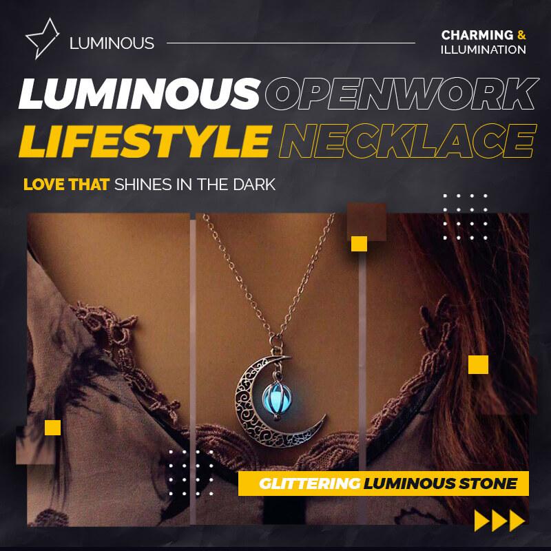 Luminous Openwork Crescent Necklace