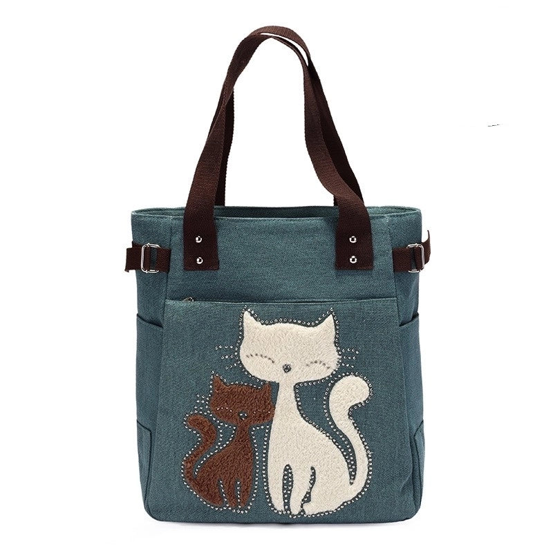 Women's Cute Cat Canvas Shopping Bags